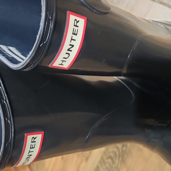 Hunter Short Classic Green Glossy England Rain Waterproof Boots Size 11 Wellies - Picture 3 of 6